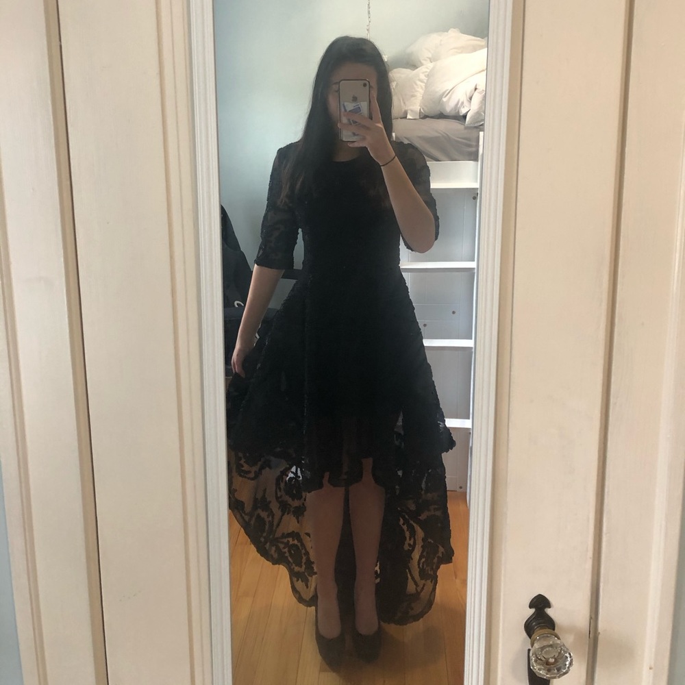 Black Lace high low Dress